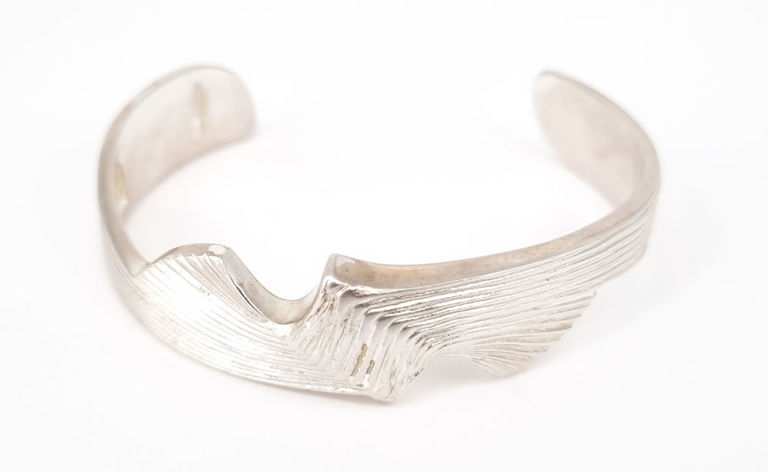 Rare Finnish Lapponia modernist silver cuff bangle