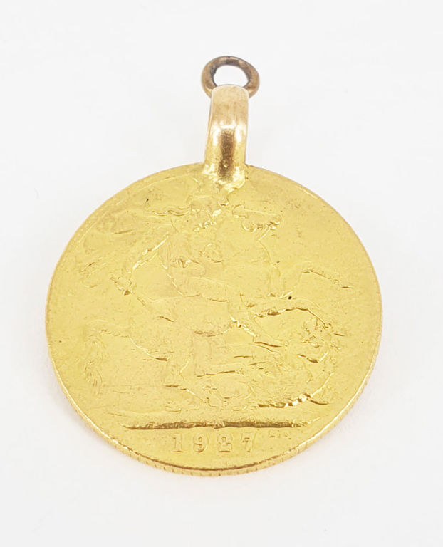 Loop-soldered 1927 sovereign pendant
