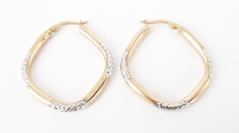 9k two-tone gold loop earrings