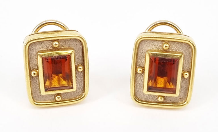 18k two-tone gold earrings with citrine