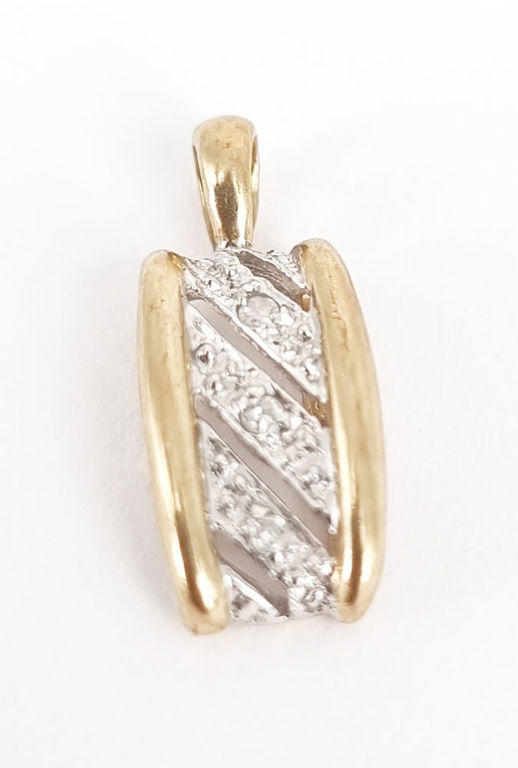 9k two-tone gold pendant with diamond