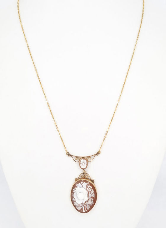 12k gold necklace with shell cameo