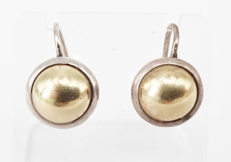 Sterling silver and 9k gold drop earrings