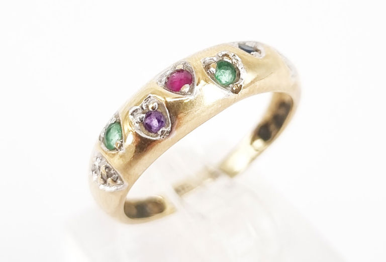9k gold multi-gemstone 'DEAREST' ring