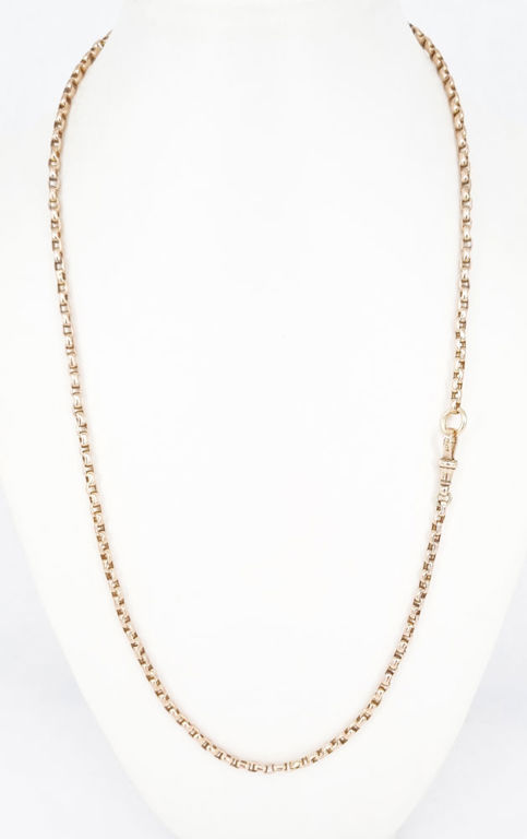 9k rose gold cable-link fob chain with parrot clasp