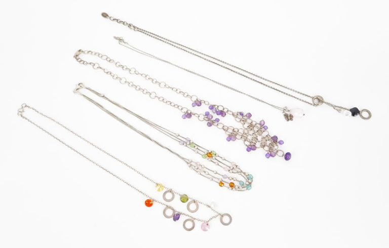 Sterling silver multi-gem necklaces