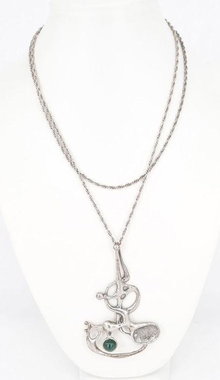 Modern sterling silver pendant on 800 silver chain