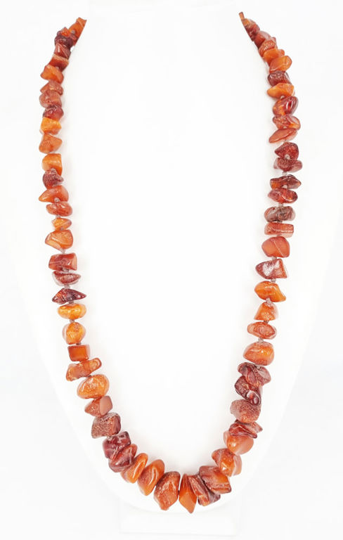 Vintage tumbled amber bead necklace