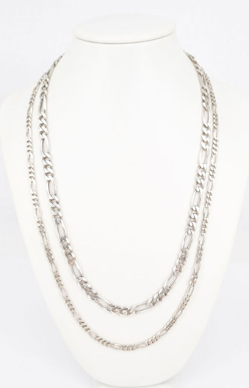 Two solid silver Figaro chains