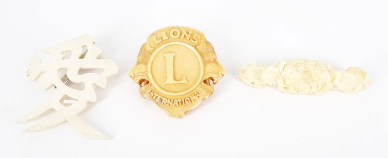 Antique carved ivory brooches
