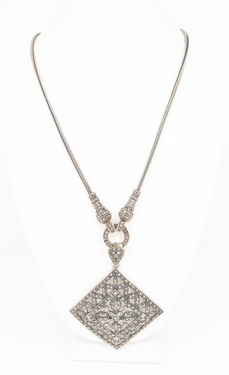 Silver and marcasite pendant necklace