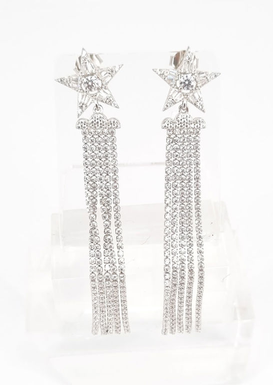 Shooting Star sterling silver fringe earrings