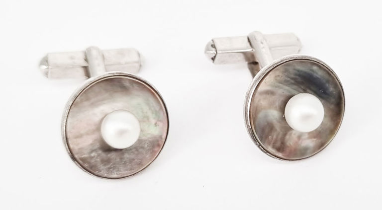 Mikimoto sterling silver and pearl cufflinks