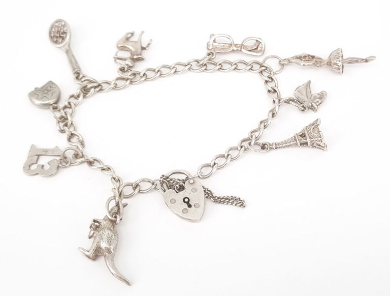 Vintage sterling silver charm bracelet