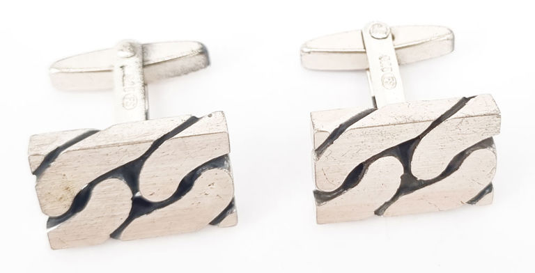 Vintage Scandinavian silver cufflinks with metal toggle