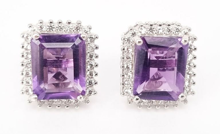 Amethyst and silver earrings