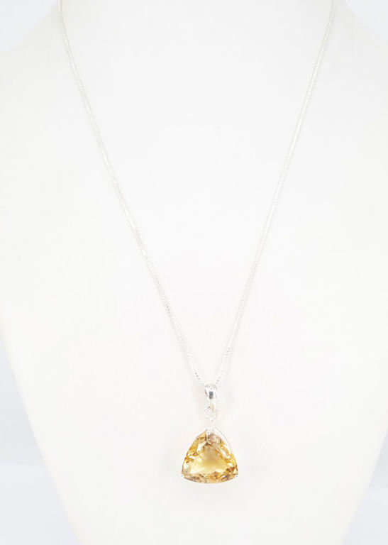 Citrine pendant on silver chain