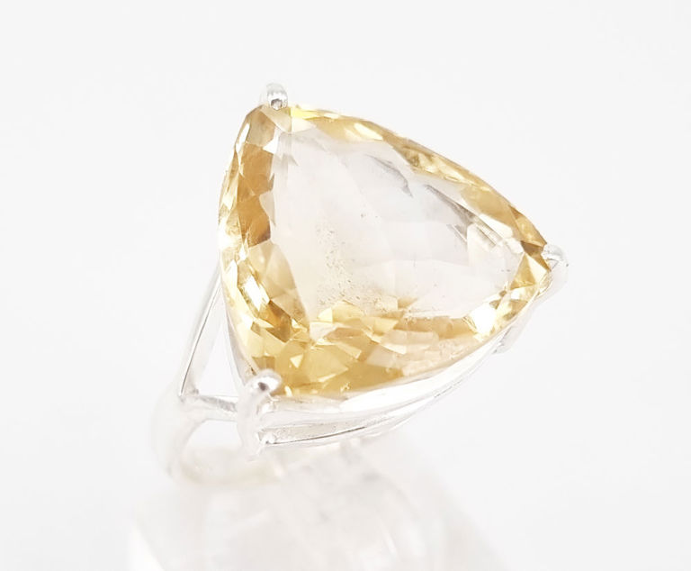 Citrine and silver cocktail ring