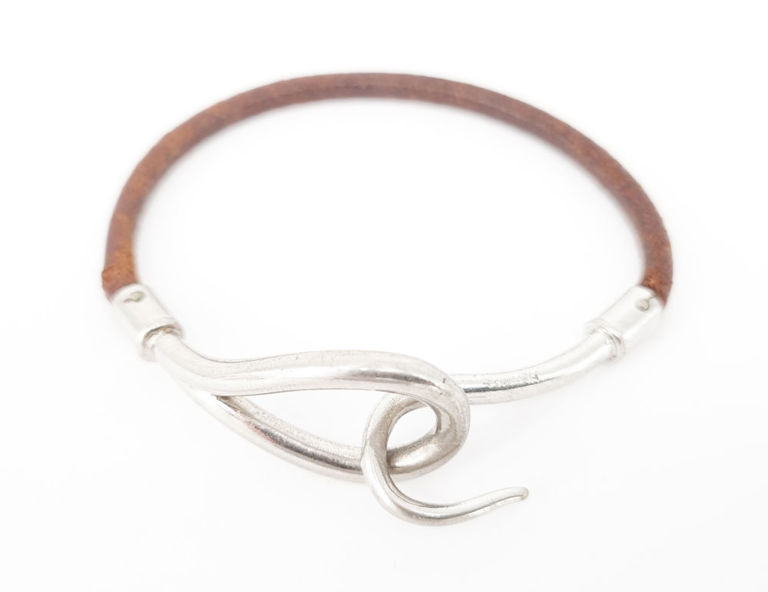 Vintage leather bracelet stamped 'Hermes'