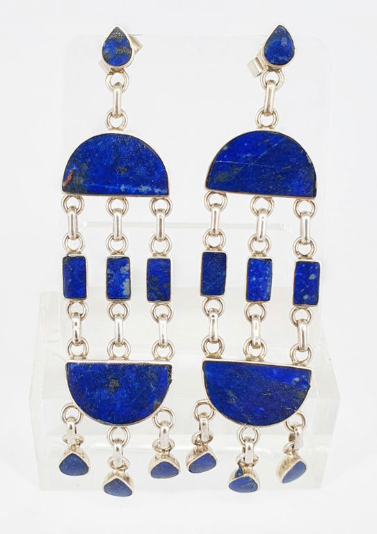 Pair of vintage silver and lapis lazuli earrings