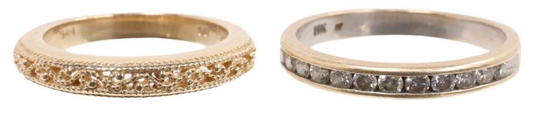 14k gold filigree band and diamond ring