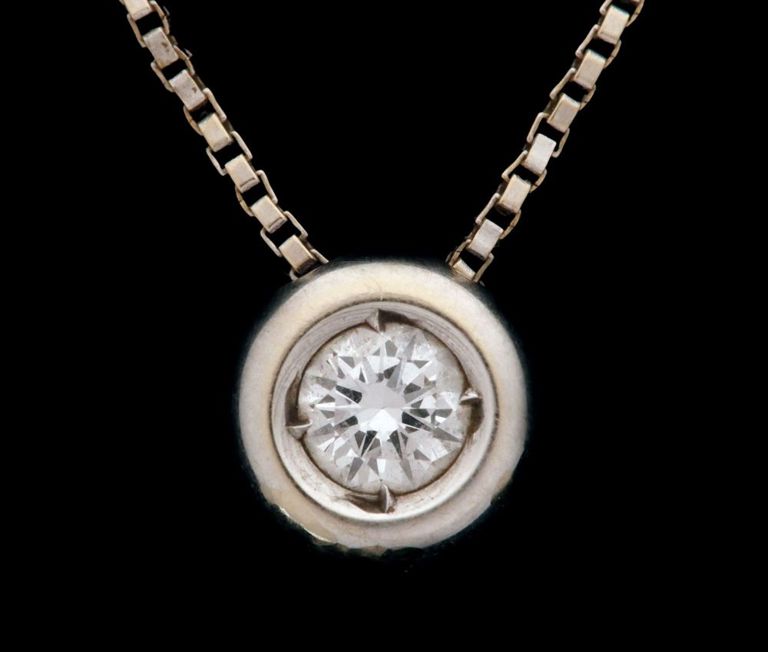18k white gold necklace with diamond slide pendant