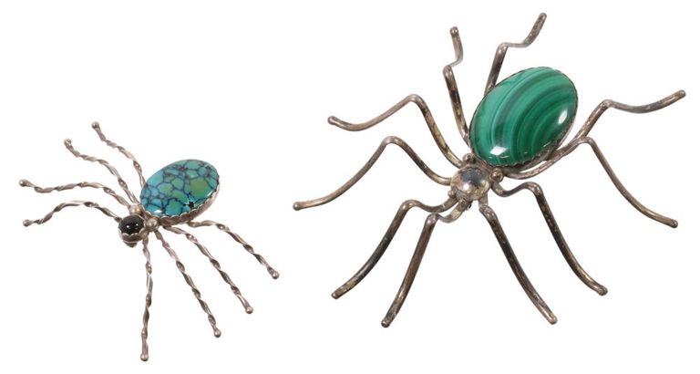 Sterling silver spider brooches