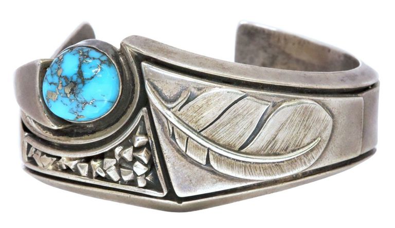 Silver cuff with turquoise