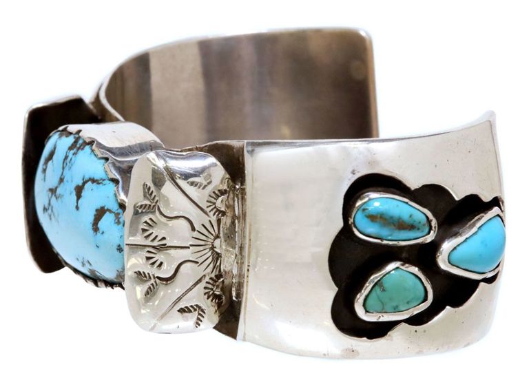 Silver cuff with turquoise