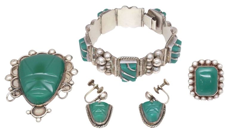 Silver and green stone jewelry