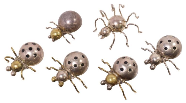 Sterling silver insect brooches