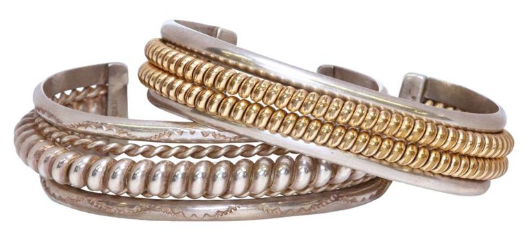 Sterling silver and 12k gold-filled cuff bracelets