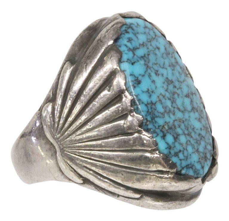 Silver ring with spiderweb turquoise