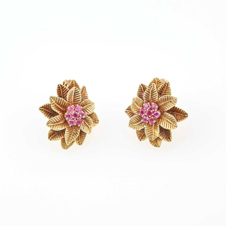 14k gold and stone earrings