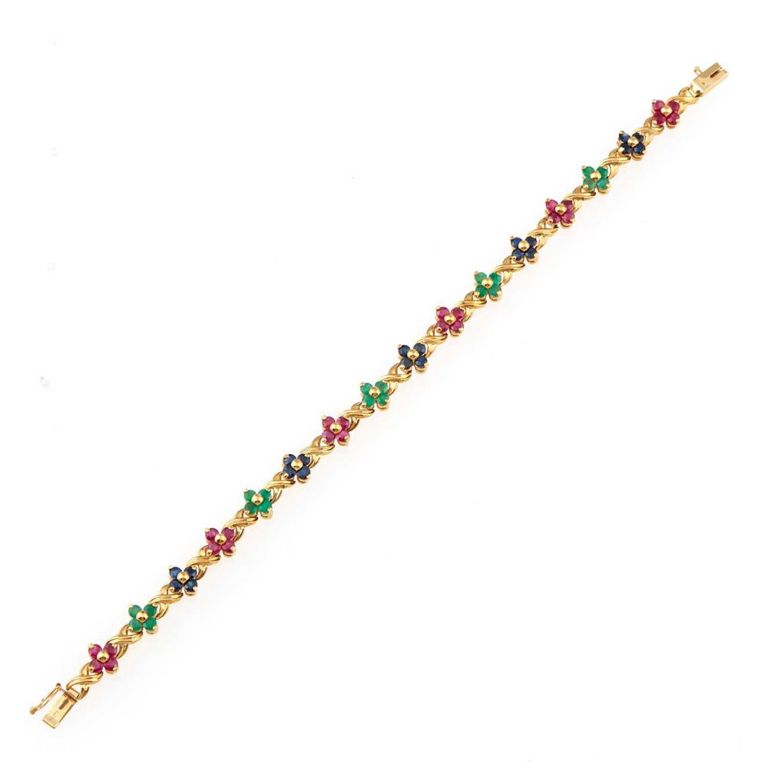 14k gold and stone flexible bracelet