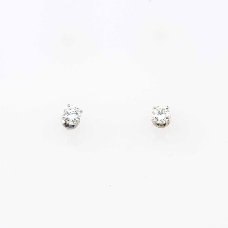 14k gold two diamond solitaire earrings
