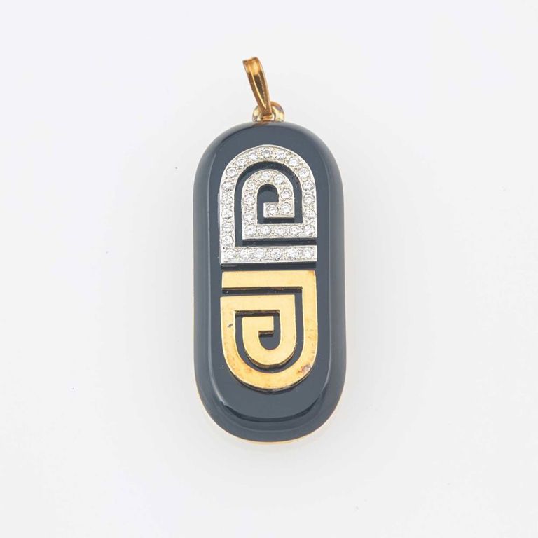 14k gold diamond and stone pendant