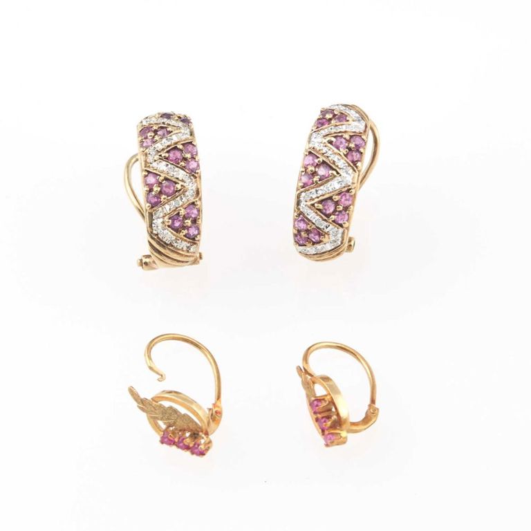 14k gold and stone earrings