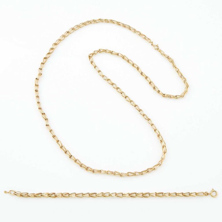 14k gold necklace and flexible bracelet