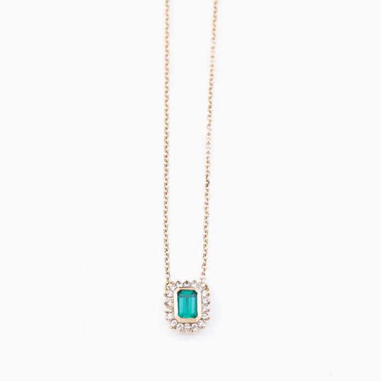14k gold diamond and stone necklace