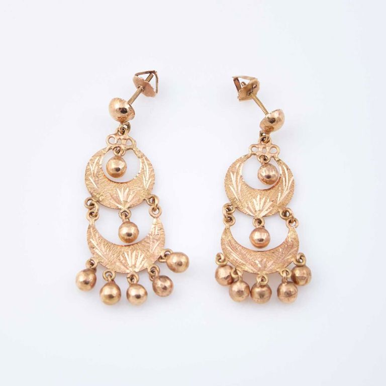 18k gold two earrings
