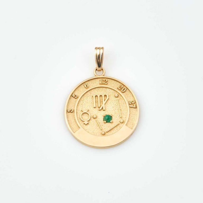 14k gold and stone pendant