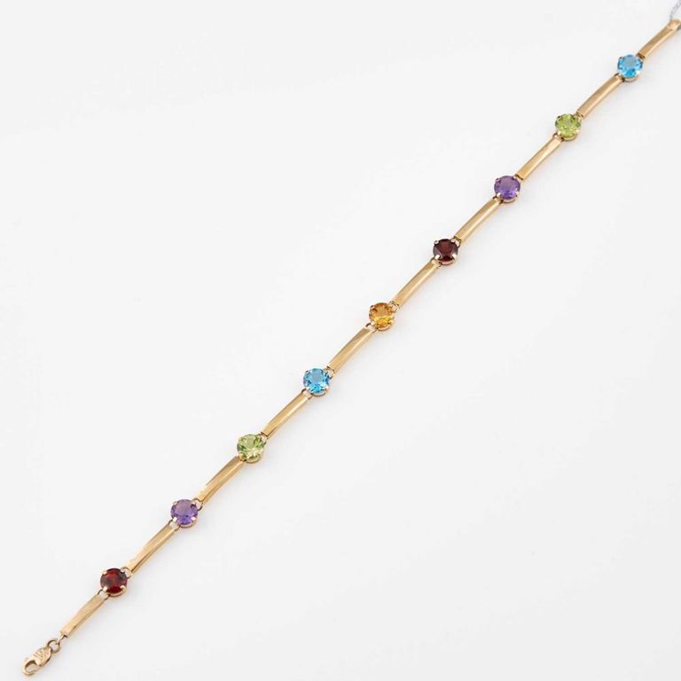 14k gold and stone flexible bracelet