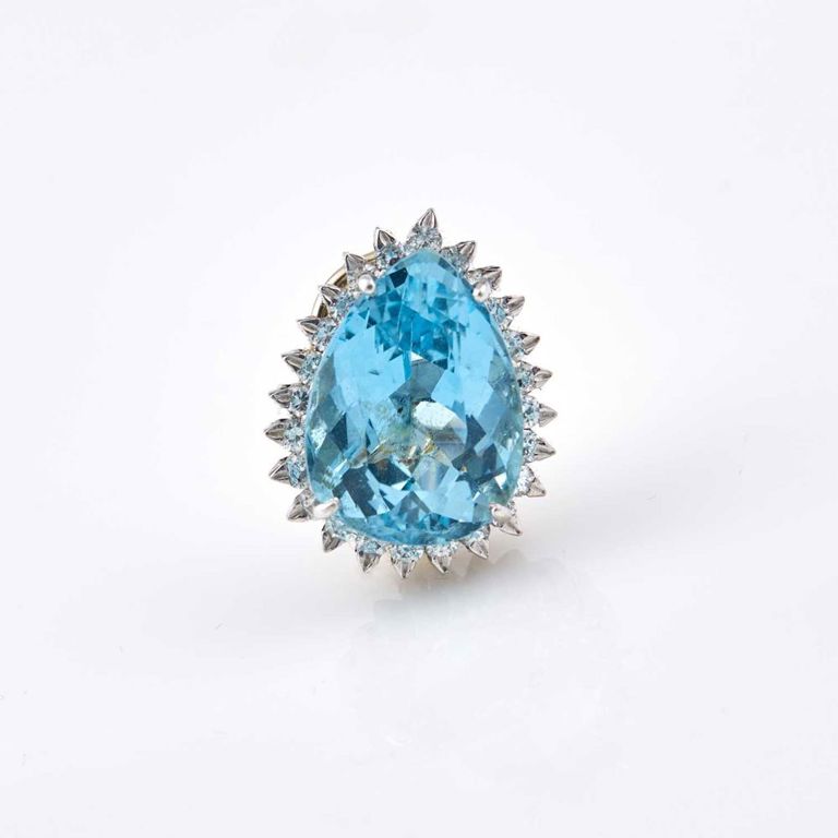 Diamond and Stone Earring, 24 diamonds about 0.65 ct., 18K 6 dwt. all