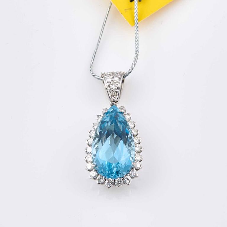 14k gold diamond and stone pendant