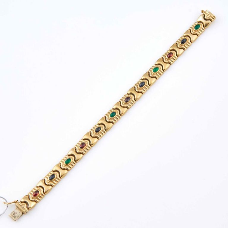 14k gold and stone flexible bracelet