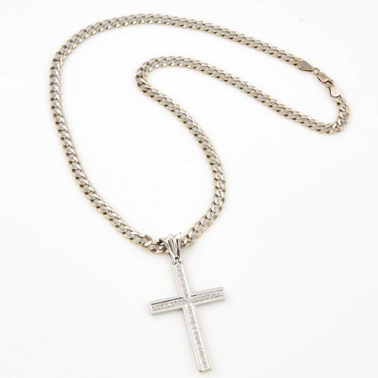 14k gold diamond pendant and neck chain