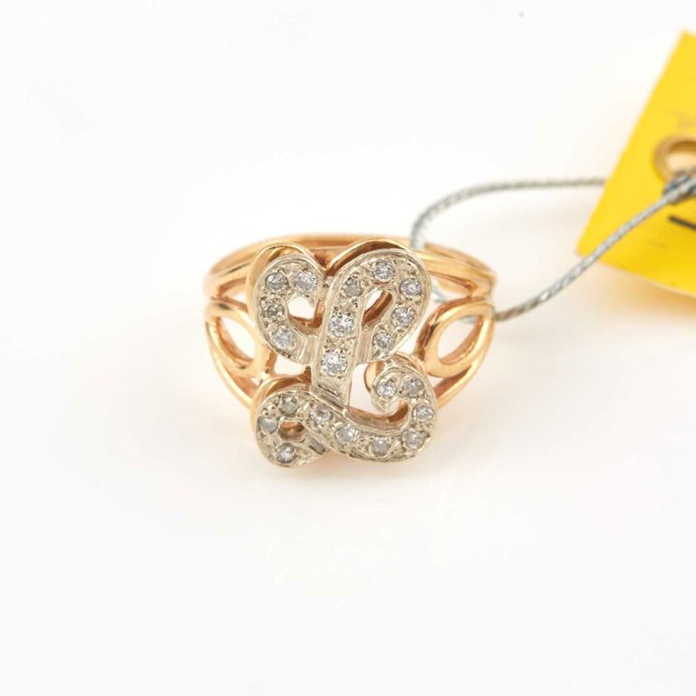 14k gold initial ring with diamond