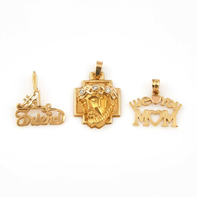 14k gold and stone pendants