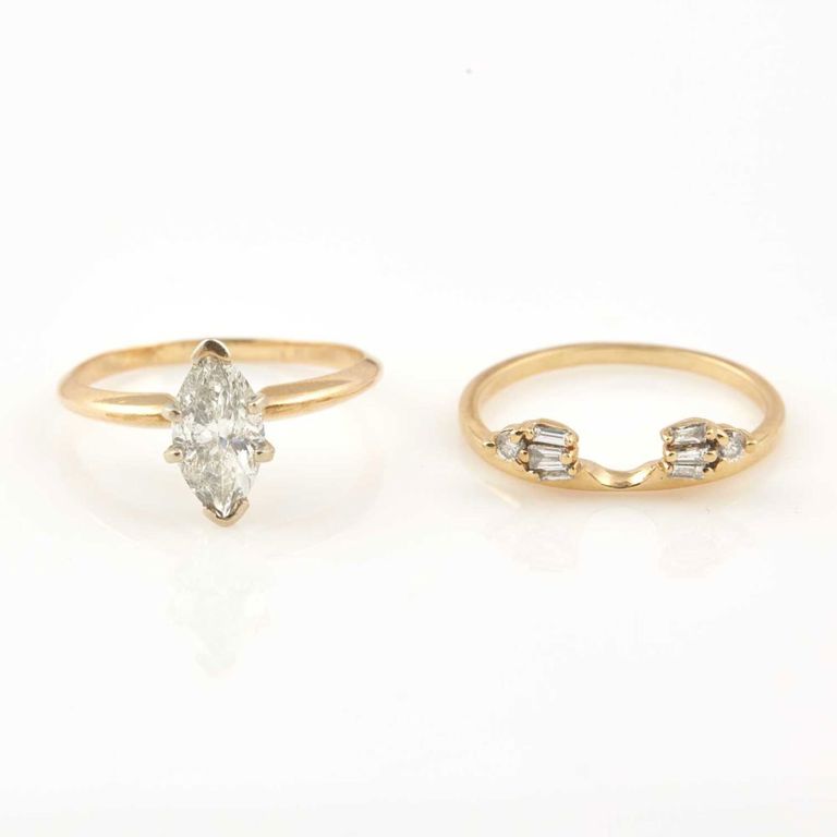 14k gold diamond solitaire and insert ring